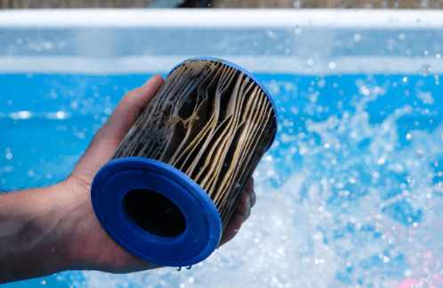 Image of a dirty pool filter
